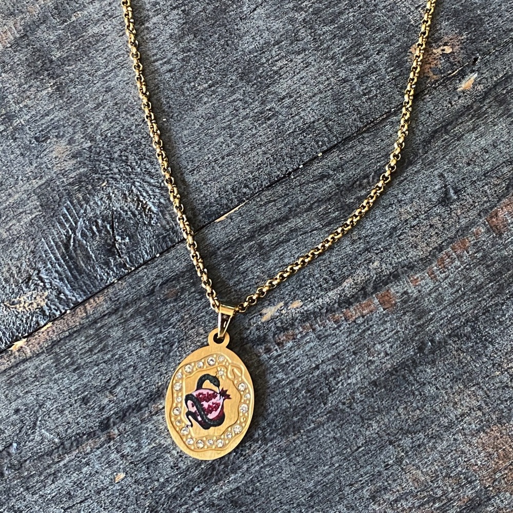 NEW Serpent & Pomegranate Rhinestone Layering Necklace - Picture 7 of 11